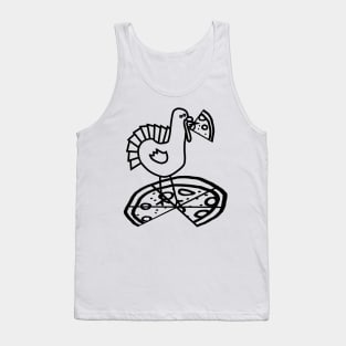 Funny Thanksgiving Turkey with Pizza Outline Tank Top